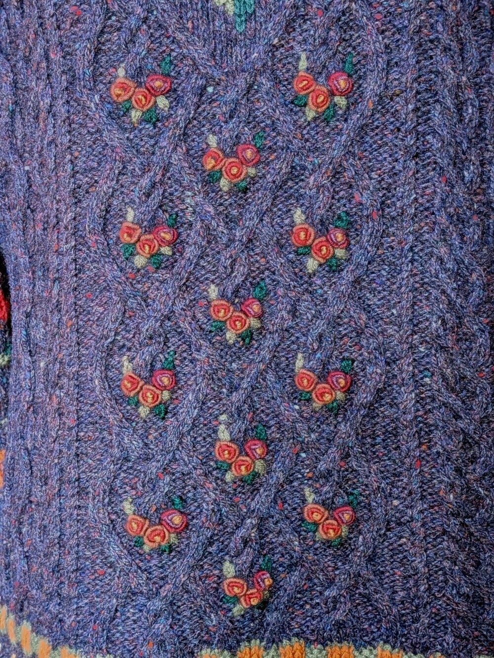 VTG 90s Laura Ashley Wool Tunic Sweater Womens S Floral Cottagecore Cable Knit - Picture 10 of 16